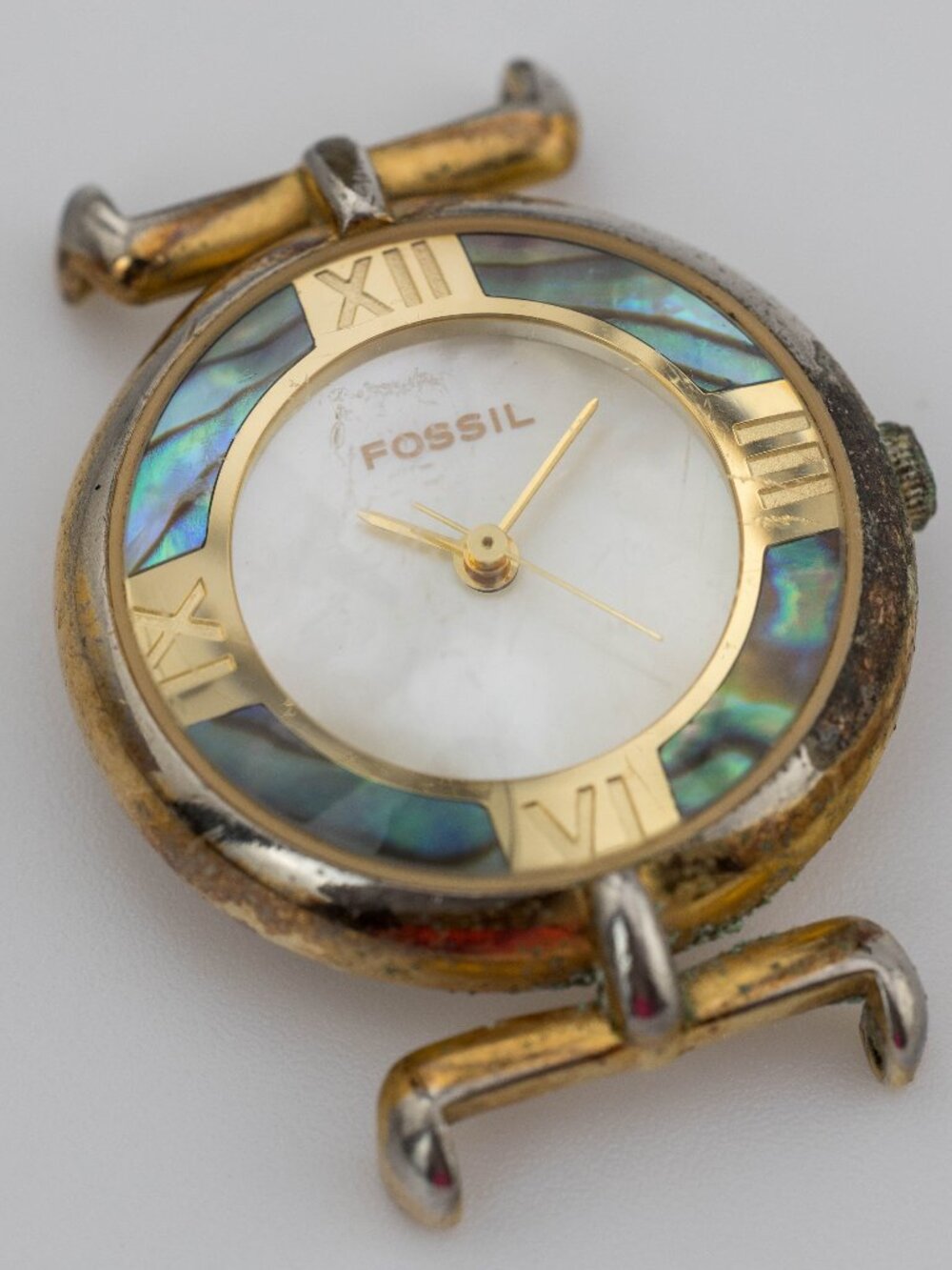 Fossil DR2074 Women's Vintage Abalone No Band Quartz Analog Watch Fresh Battery